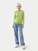 Damen Basic R-Ausschnitt Pullover Jade Limette | GOBI Cashmere #ai-image