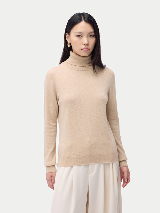 Basic Kaschmir-Rollkragenpullover Beige - Gobi Cashmere