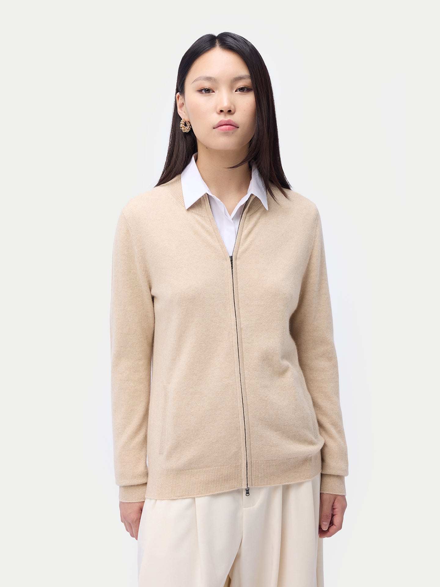 Kaschmir Cardigan mit Reißverschluss
