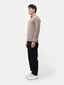 Naturfarbe Kaschmir-Pullover mit halbem Reißverschluss Taupe - Gobi Cashmere