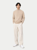 Basic Kaschmirpullover mit Halbreißverschluss