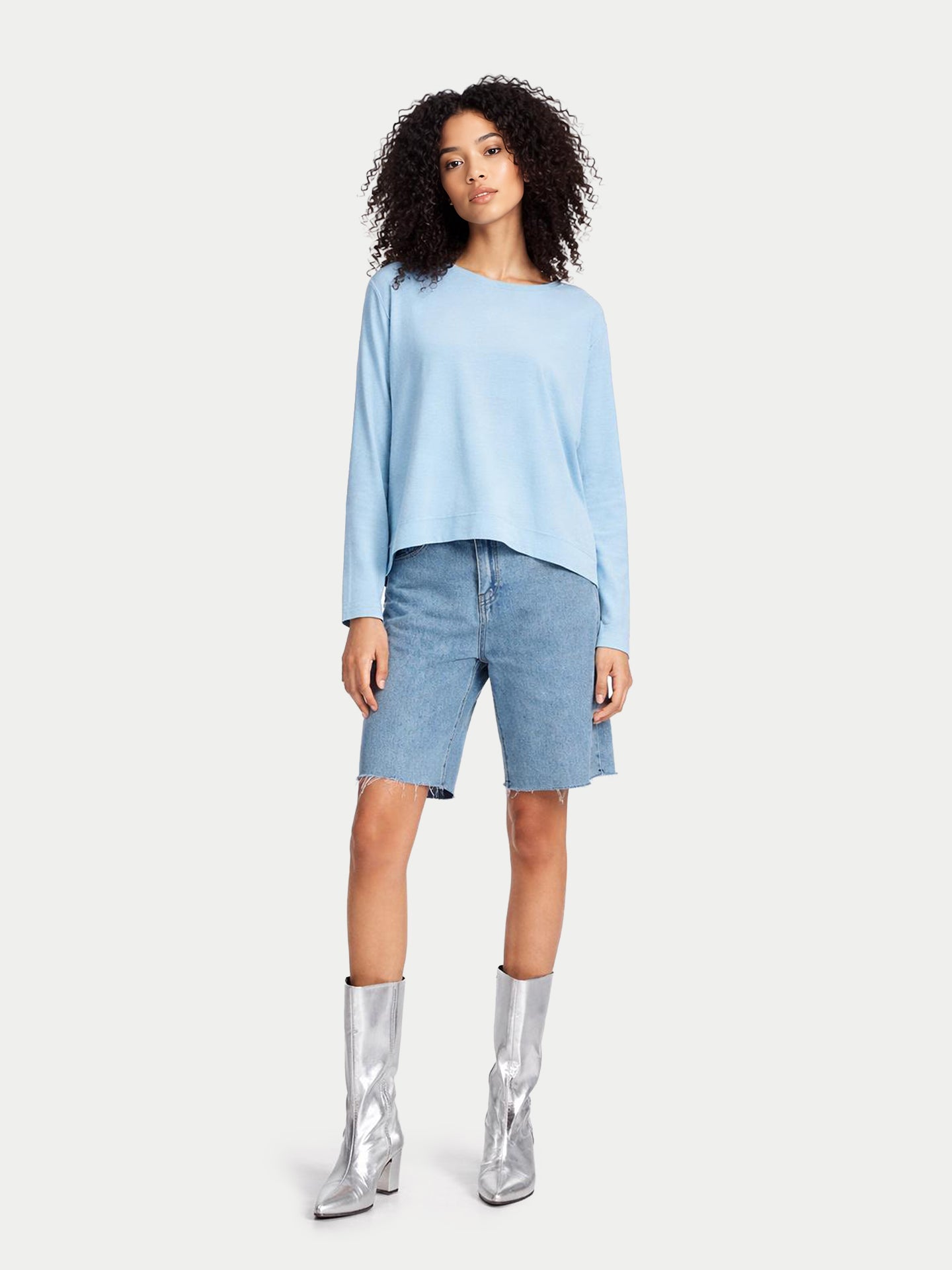 Pullover mit Bootsausschnitt aus Baumwoll-Seiden-Kaschmir-Mischung