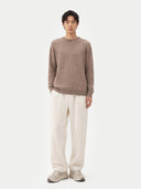 Naturfarbe Basic Kaschmirpullover mit R-Ausschnitt Taupe - Gobi Cashmere