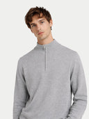 Basic Kaschmirpullover mit Halbreißverschluss