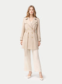 Damen Doppelreihiger Kaschmir Trenchcoat Warm Grey | GOBI DE