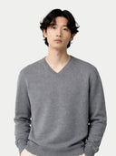 Basic Kaschmirpullover mit V-Ausschnitt