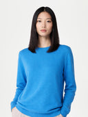 Damen Kaschmir R-Ausschnitt Pullover - Gobi Cashmere #color_cendre-blue