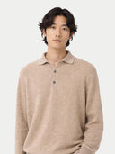 Naturfarbe Basic Kaschmirpullover mit Polokragen
