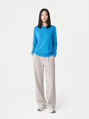 Damen Kaschmir R-Ausschnitt Pullover - Gobi Cashmere #color_cendre-blue
