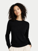 Damen Kaschmirpullover mit Rundhalsausschnitt Timeless| GOBI #color_schwarz