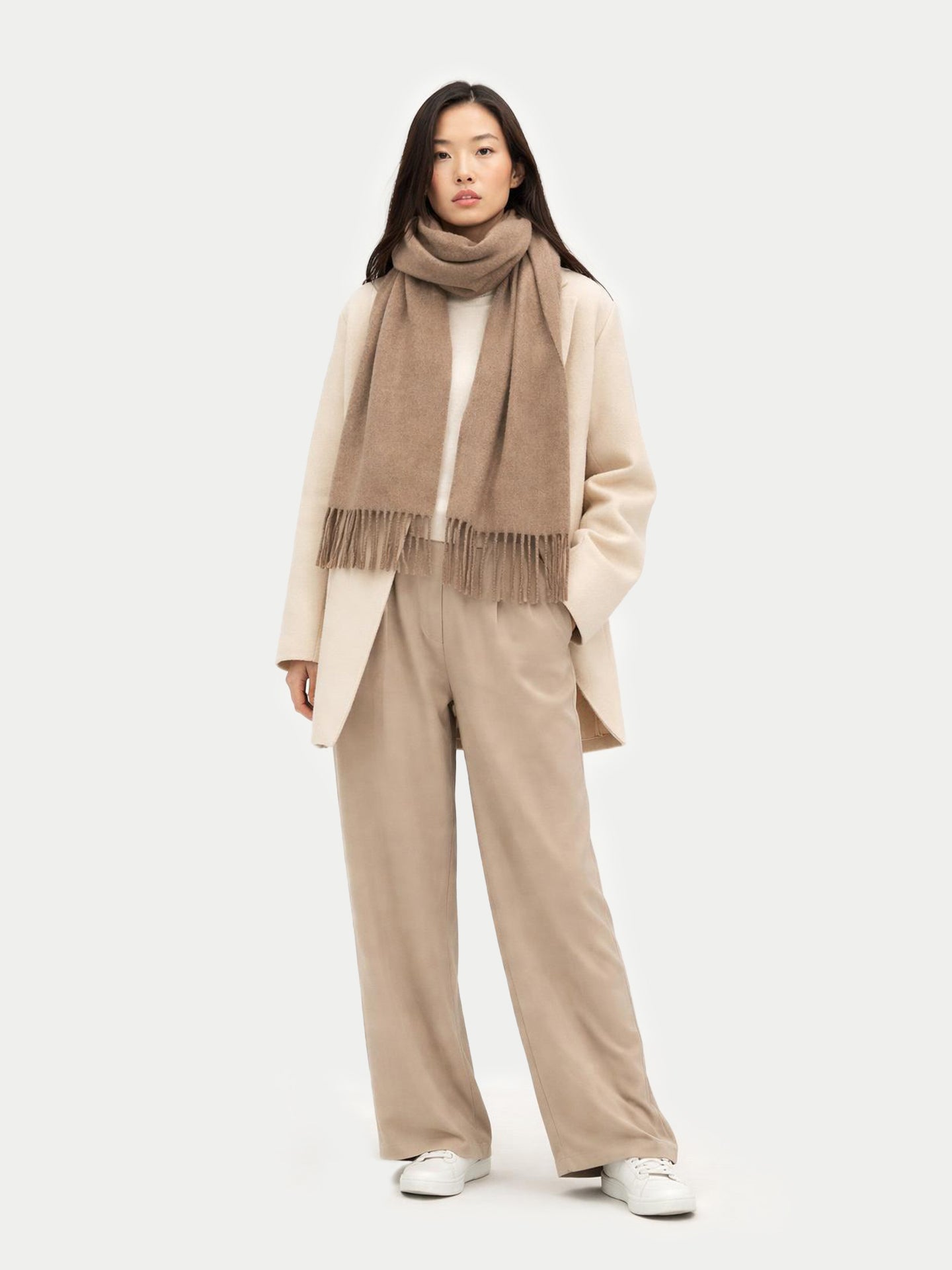 Naturfarbe Schal mit Fransen