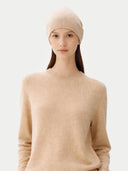 Kaschmir Set Damen Pullover und Mütze Beige - Gobi Cashmere