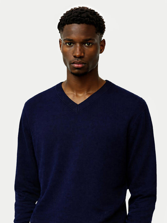 Herren V-Ausschnitt Pullover Marineblau | GOBI Cashmere