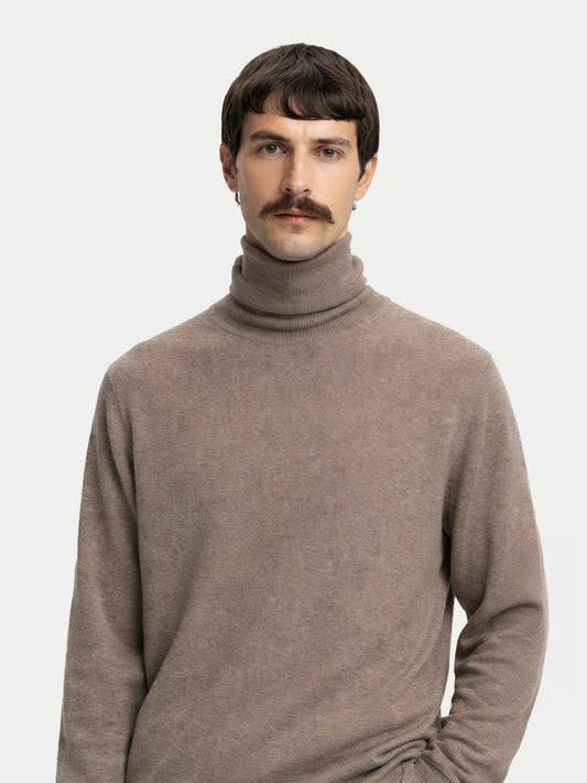 Naturfarbe Basic Kaschmir Rollkragenpullover