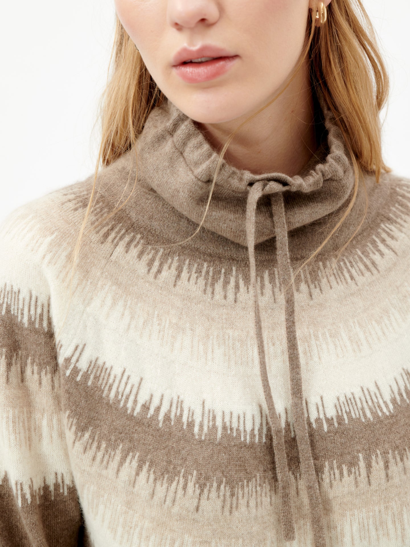 Pullover Mit Mehrfarbigem Muster Aus Kaschmir Taupe - Gobi Cashmere