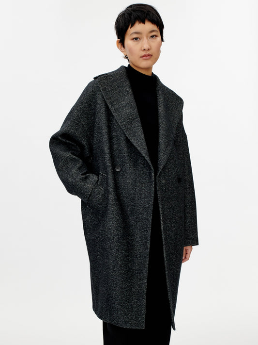 Damen Kaschmir-Kokon-Mantel Schwarz - Gobi Cashmere