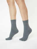 Unisex Kaschmir Rippenstrick-Socken Dunkelgrau - Gobi Cashmere