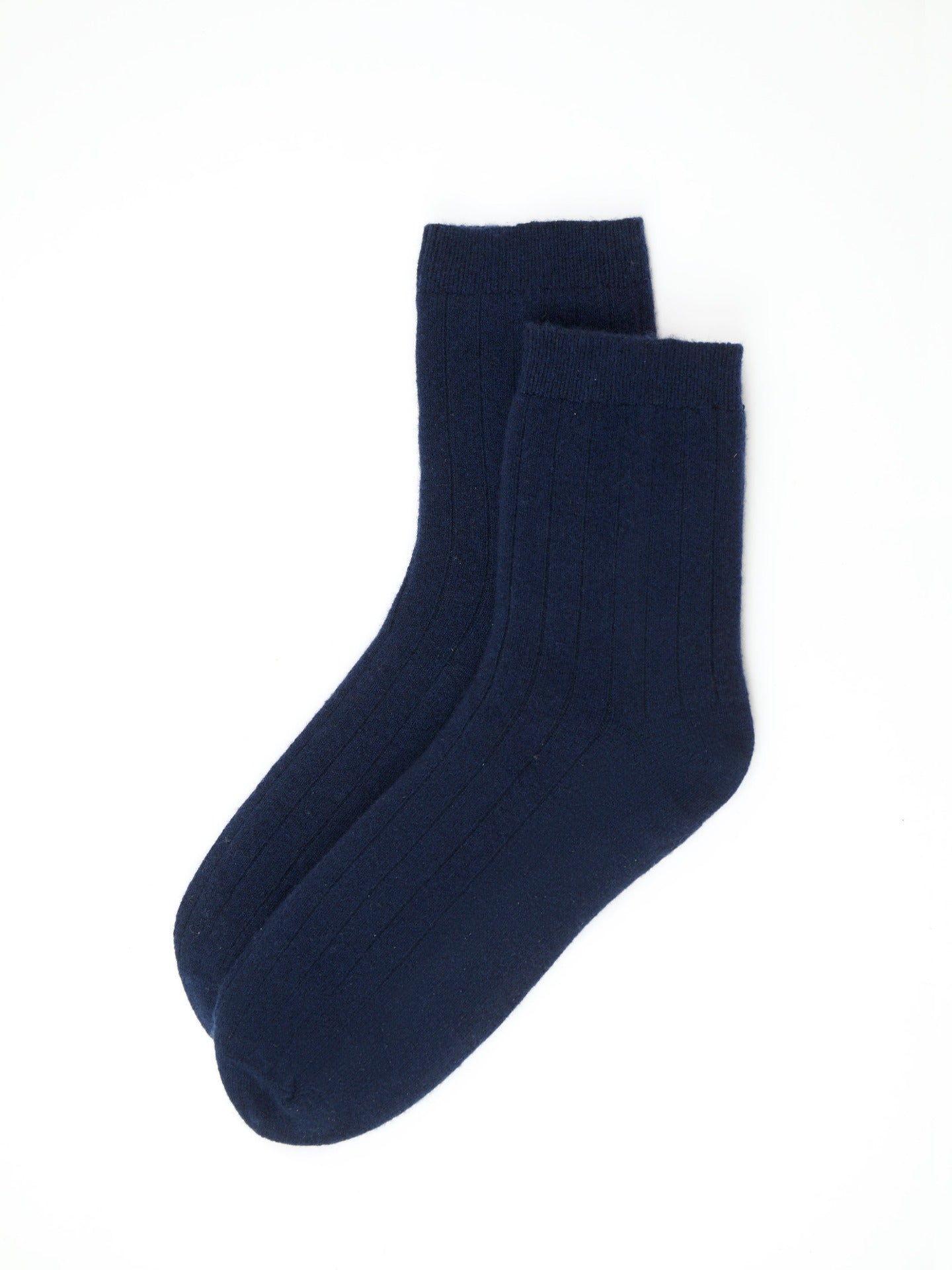 Rippenstrick-Socken Marineblau - Gobi Cashmere