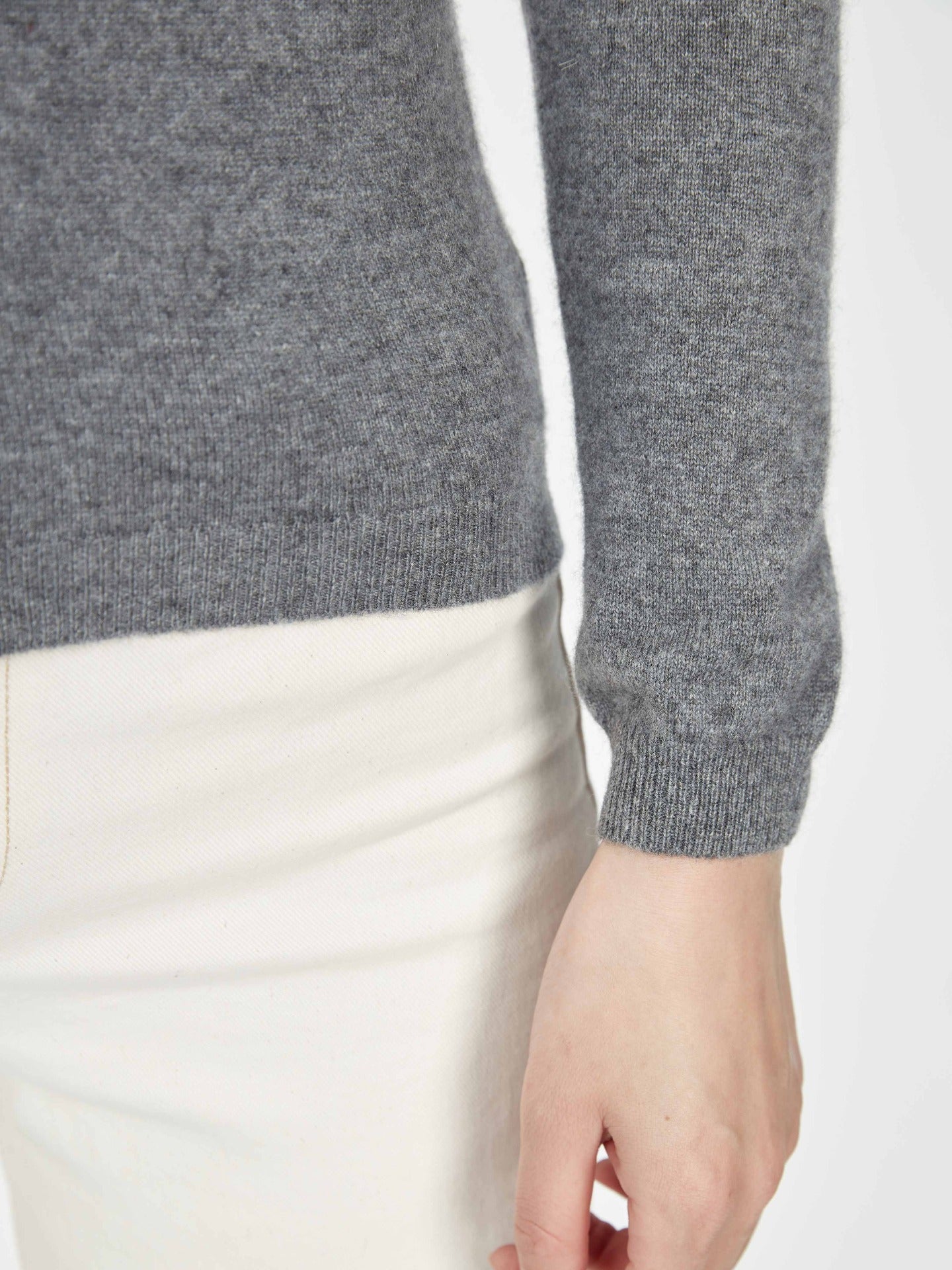 Damen Kaschmir R-Ausschnitt Strickjacke Dunkelgrau - Gobi Cashmere