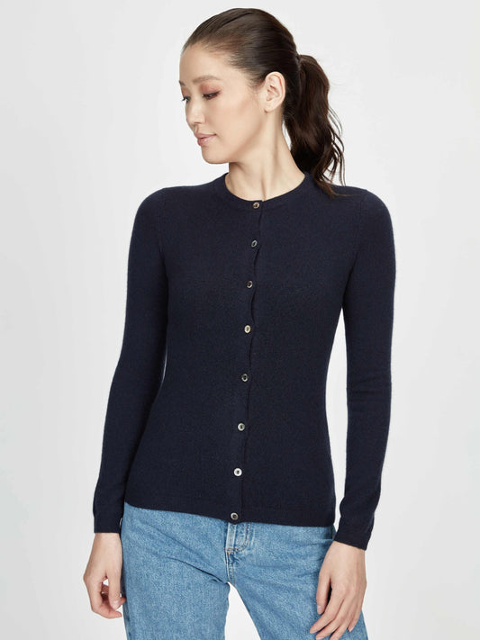 Damen Kaschmir R-Ausschnitt Strickjacke mit Knöpfen Deepwell - Gobi Cashmere