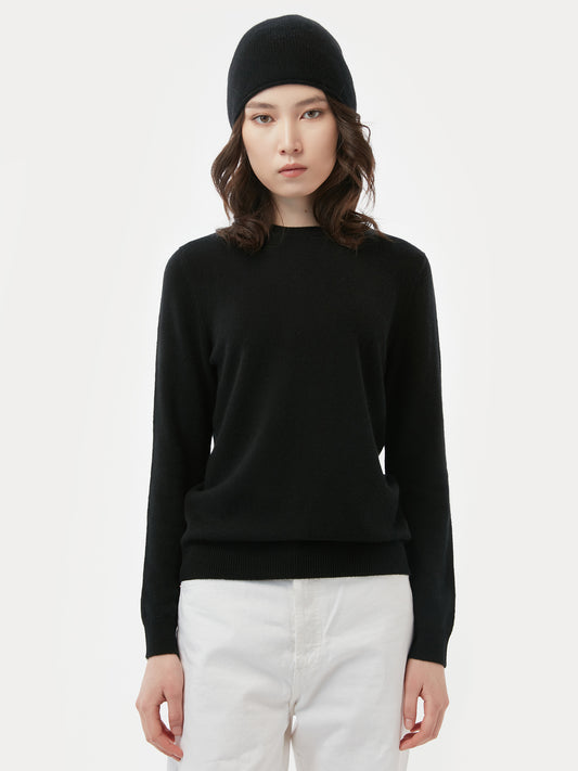 Damen Kaschmir 99€ Set aus Pullover und Mütze Schwarz - Gobi Cashmere