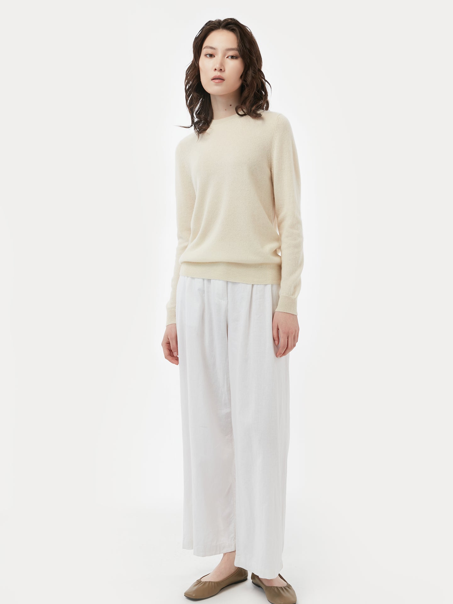 Damen Kaschmir 99€ Set aus Pullover und Mütze Gebrochenes Weiß - Gobi Cashmere