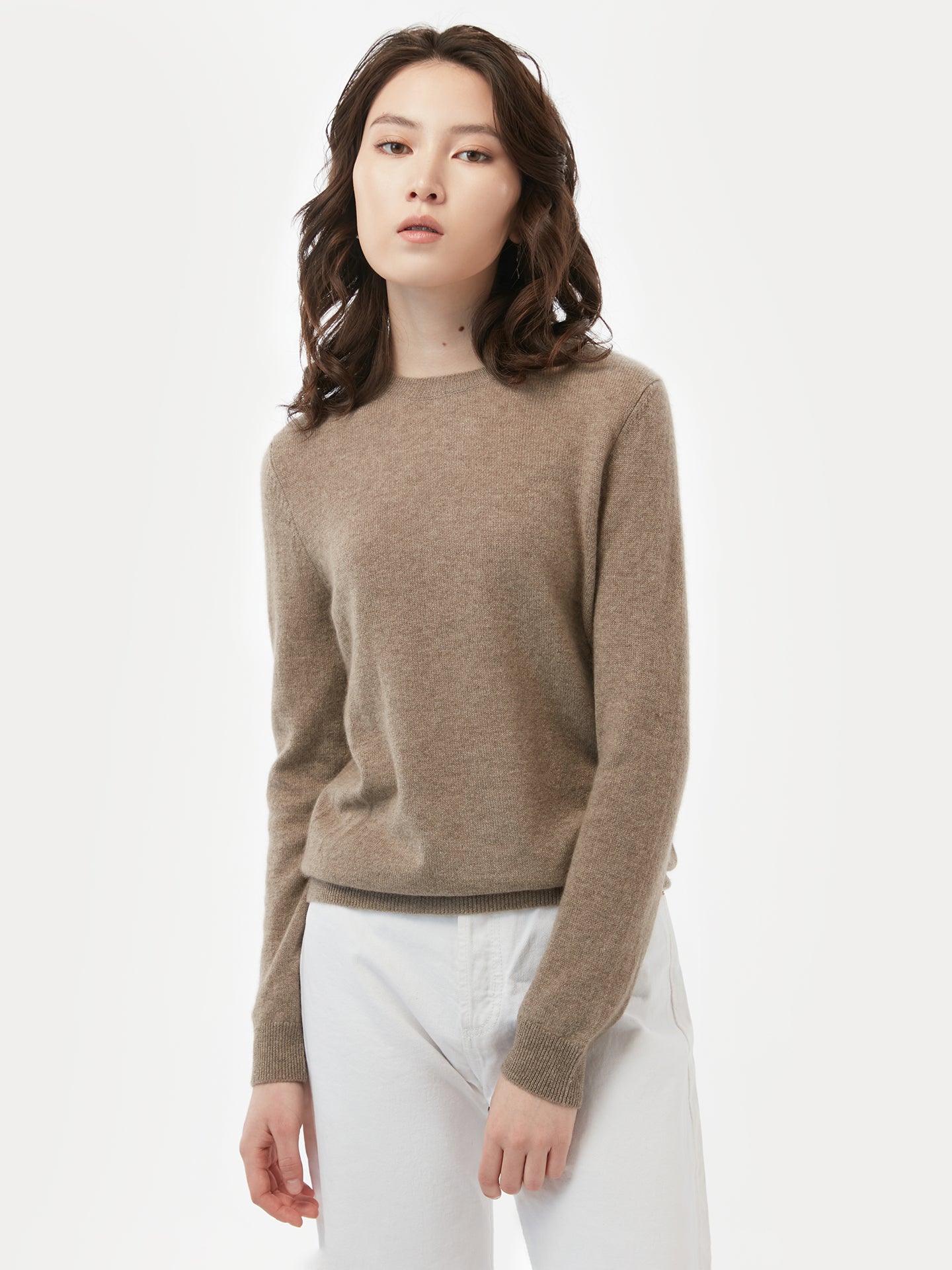 Damen Kaschmir 99€ Set aus Pullover und Mütze Taupe - Gobi Cashmere