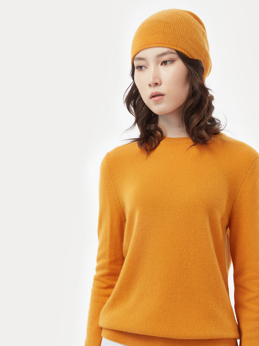 Damen Kaschmir 99€ Set aus Pullover und Mütze Daffodil - Gobi Cashmere