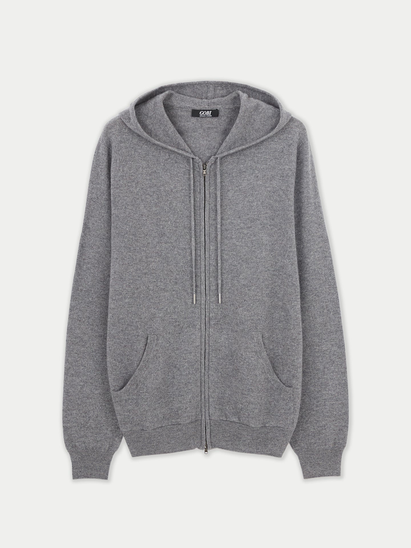 Herren Kaschmir Kapuzen-Strickjacke Mit Reißverschluss Dunkelgrau - Gobi Cashmere