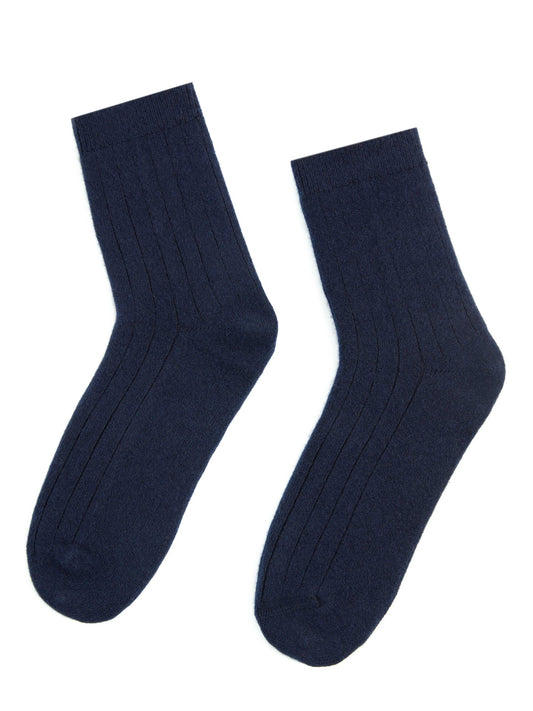 Rippenstrick-Socken marineblau - Gobi Cashmere
