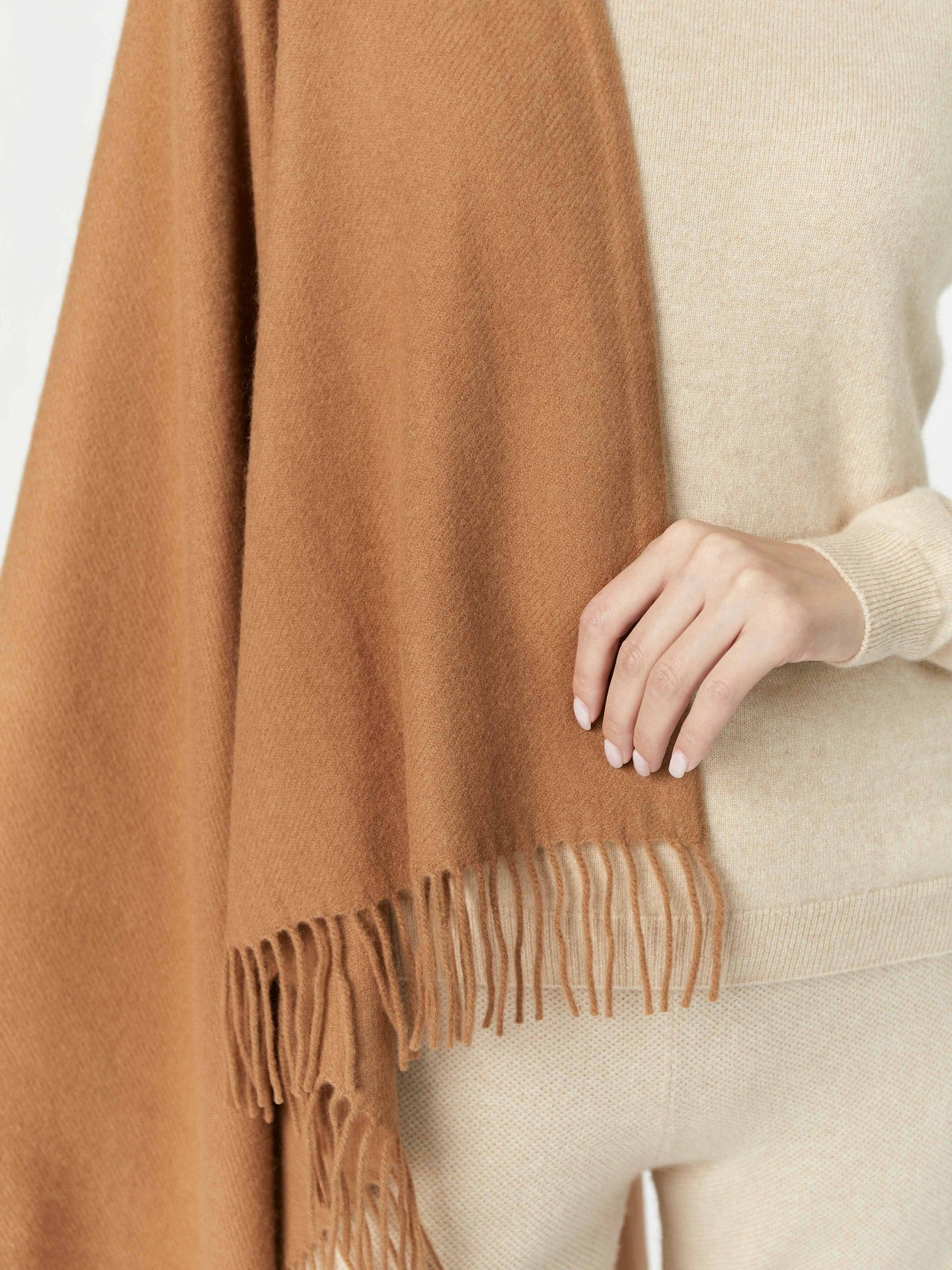 Kaschmir Mittelgroße Decke Mit Fransen Kamel - Gobi Cashmere