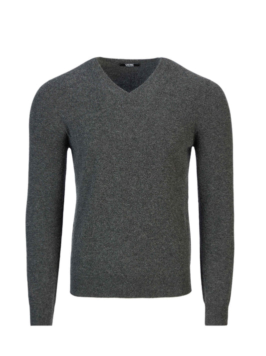 Herren Kaschmir Basic V-Ausschnitt Pullover Holzkohle - Gobi Cashmere