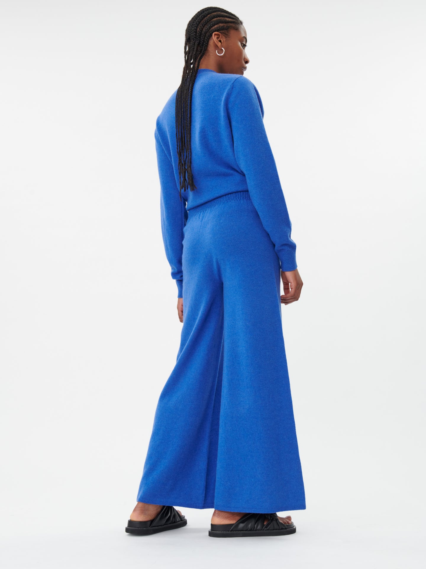 3D Kaschmir-Strickhose mit weiten Bein Strong Blue - Gobi Cashmere