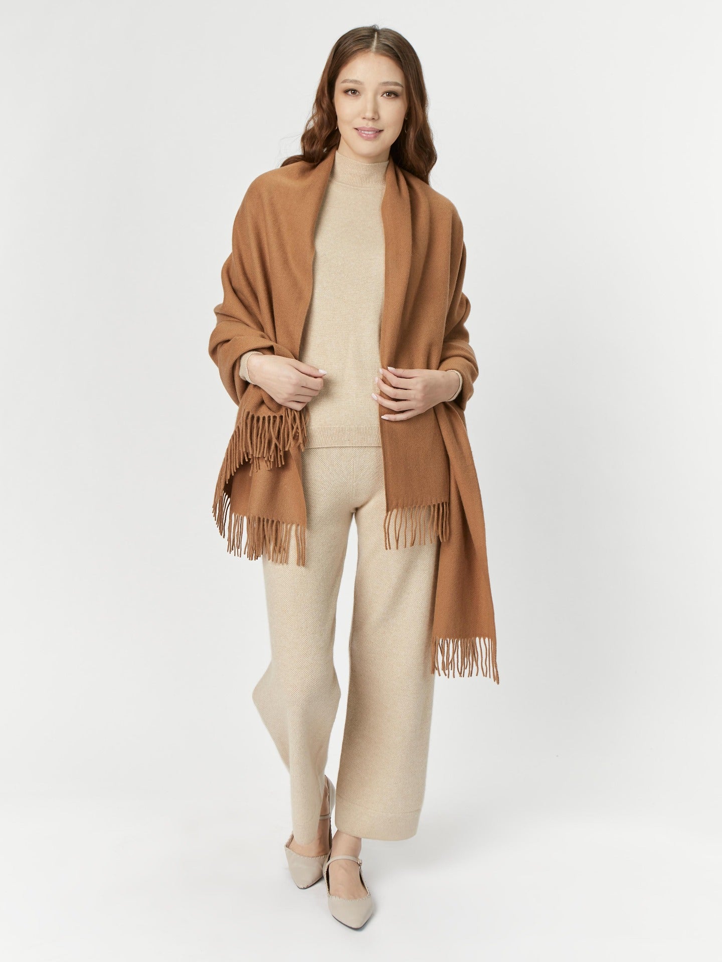 Kaschmir Mittelgroße Decke Mit Fransen Kamel - Gobi Cashmere