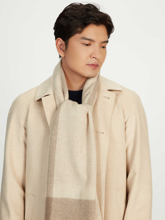 Unisex Kaschmir Schal Mit Micro-Check Muster Taupe - Gobi Cashmere