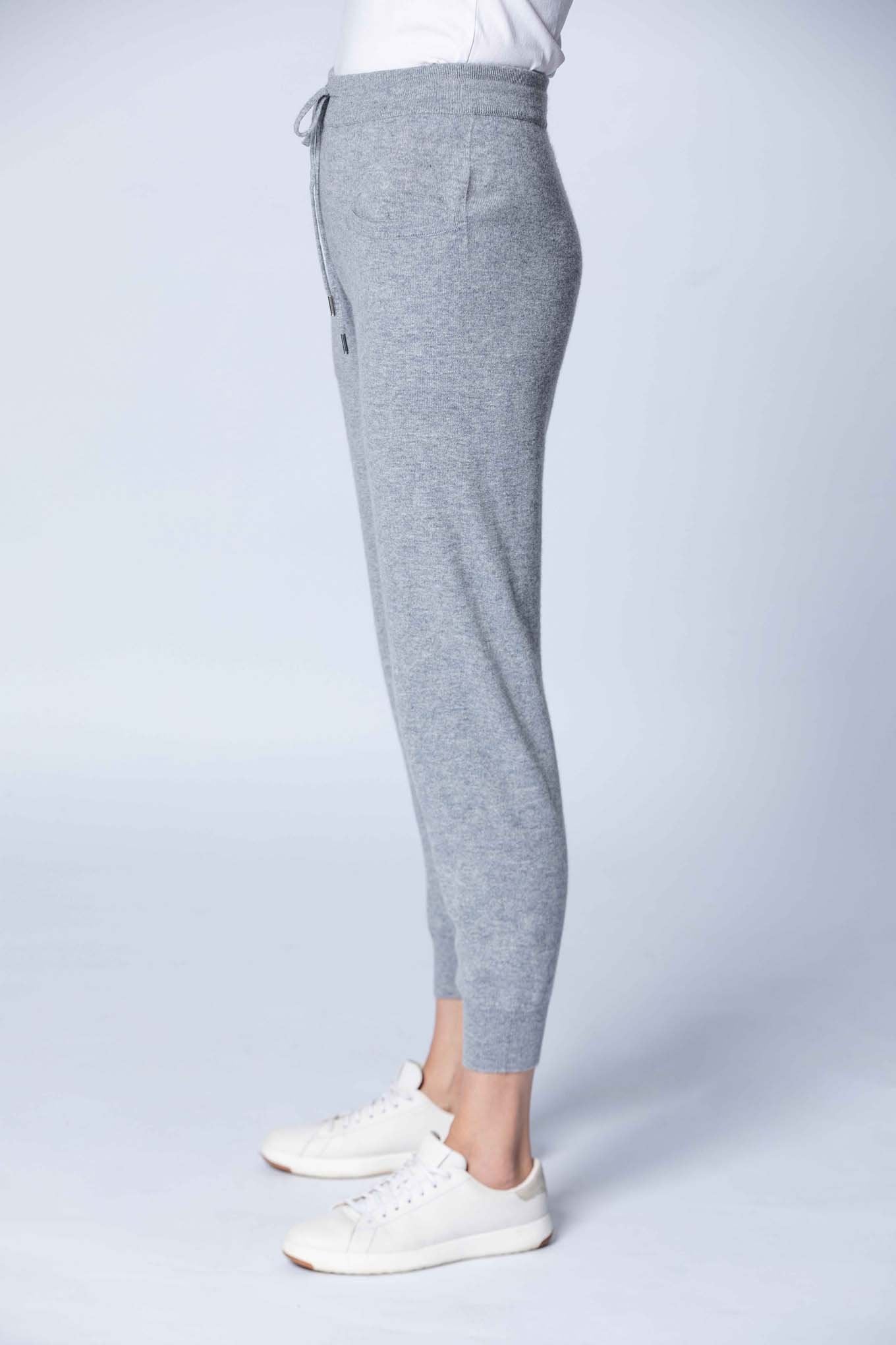Women's Cashmere Front Pocket Jogger light gray -  Gobi Cashmere