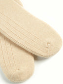 Unisex Kaschmir Rippenstrick-Socken Beige - Gobi Cashmere