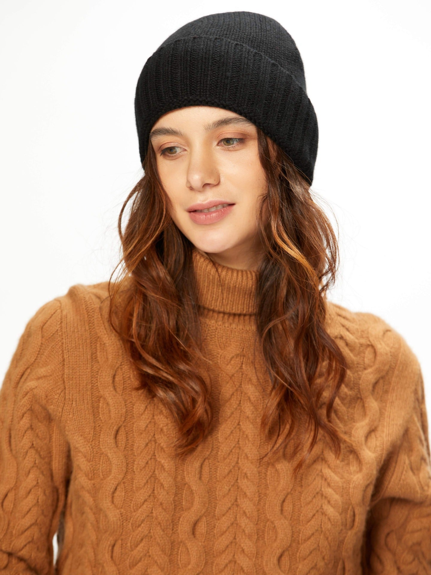 Unisex Kaschmir Rippenstrick-Mütze Schwarz - Gobi Cashmere