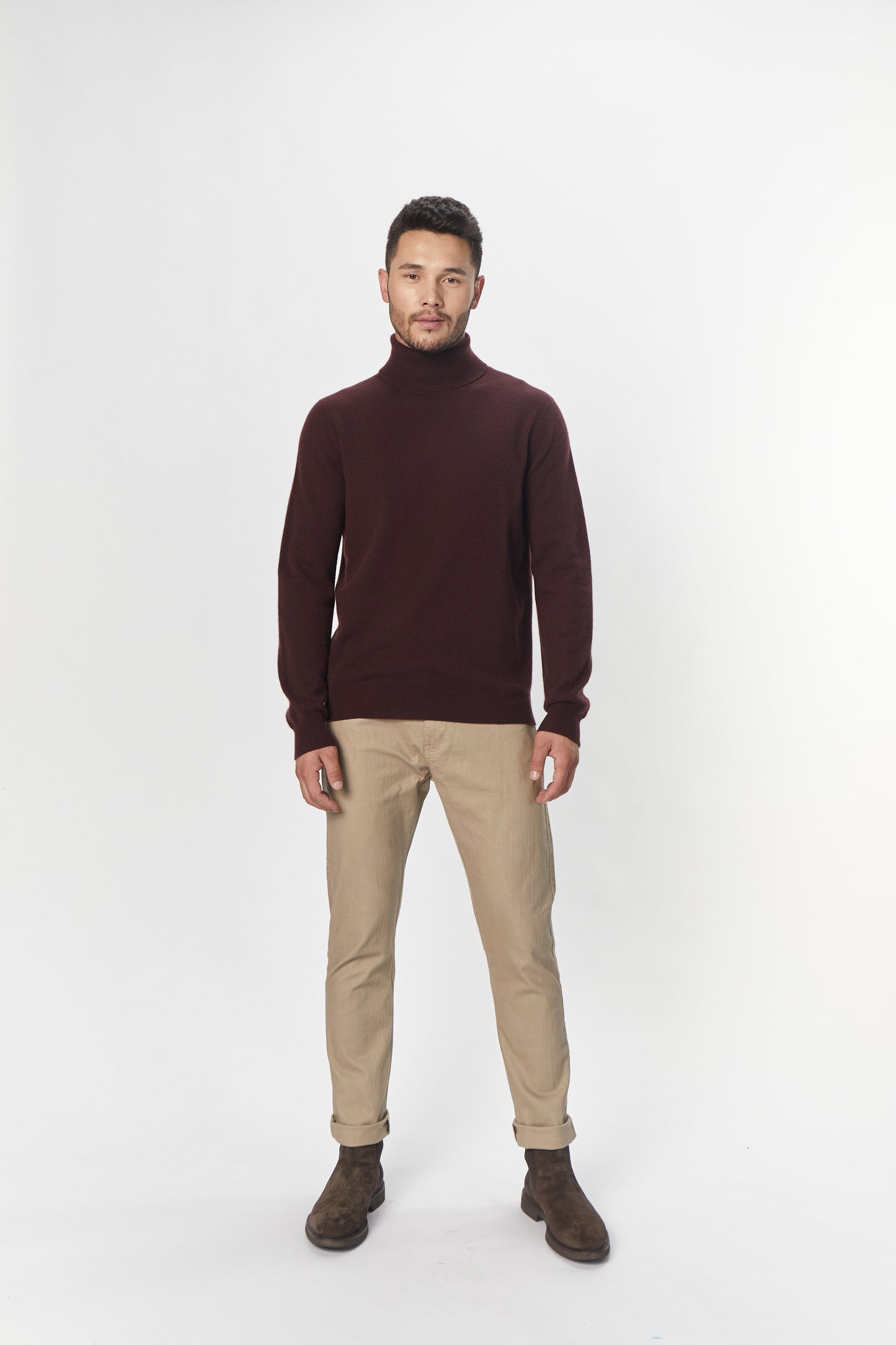 Men's Cashmere Turtleneck decadent chocolate - Gobi Cashmere