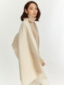 Damen Kaschmir Weiter Fransenschal Beige - Gobi Cashmere