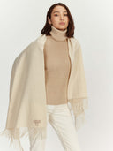 Damen Kaschmir Weiter Fransenschal Beige - Gobi Cashmere