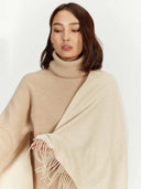 Damen Kaschmir Weiter Fransenschal Beige - Gobi Cashmere