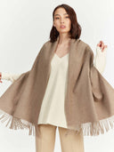 Damen Kaschmir Weiter Fransenschal taupe - Gobi Cashmere