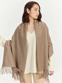Damen Kaschmir Weiter Fransenschal taupe - Gobi Cashmere