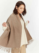 Damen Kaschmir Weiter Fransenschal taupe - Gobi Cashmere