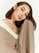 Damen Kaschmir Weiter Fransenschal taupe - Gobi Cashmere