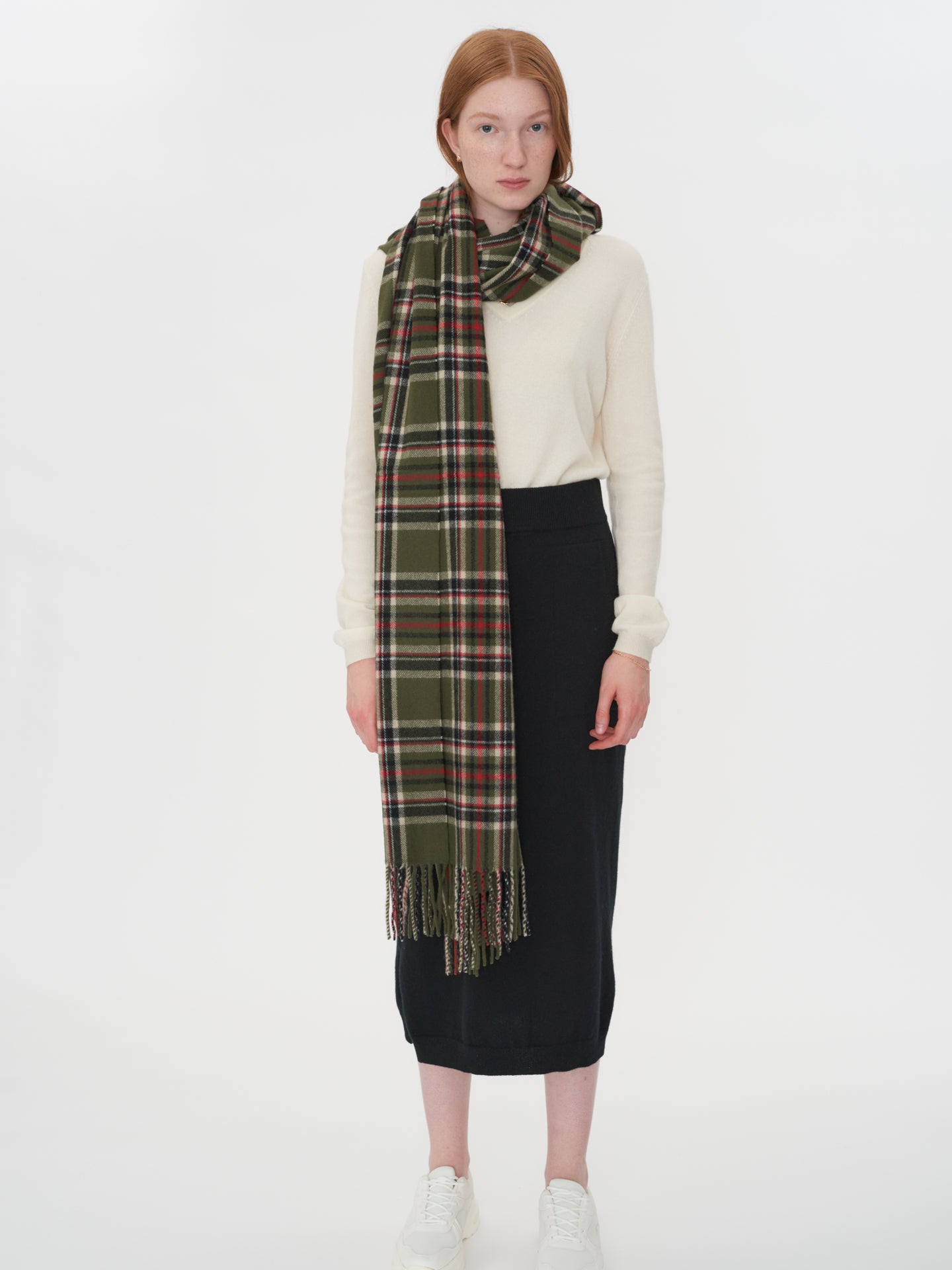 Damen Kaschmir Übergroßer Gewebter Schal Capulet Olive - Gobi Cashmere