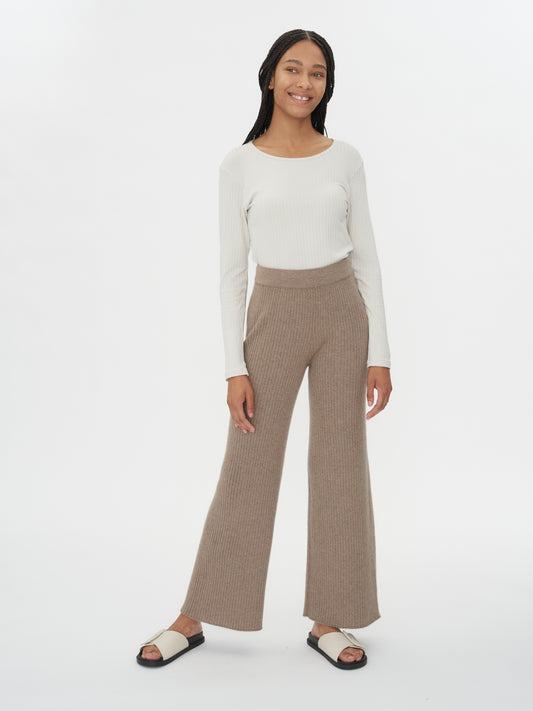 Damen Kaschmir Lässige Hose Taupe - Gobi Cashmere