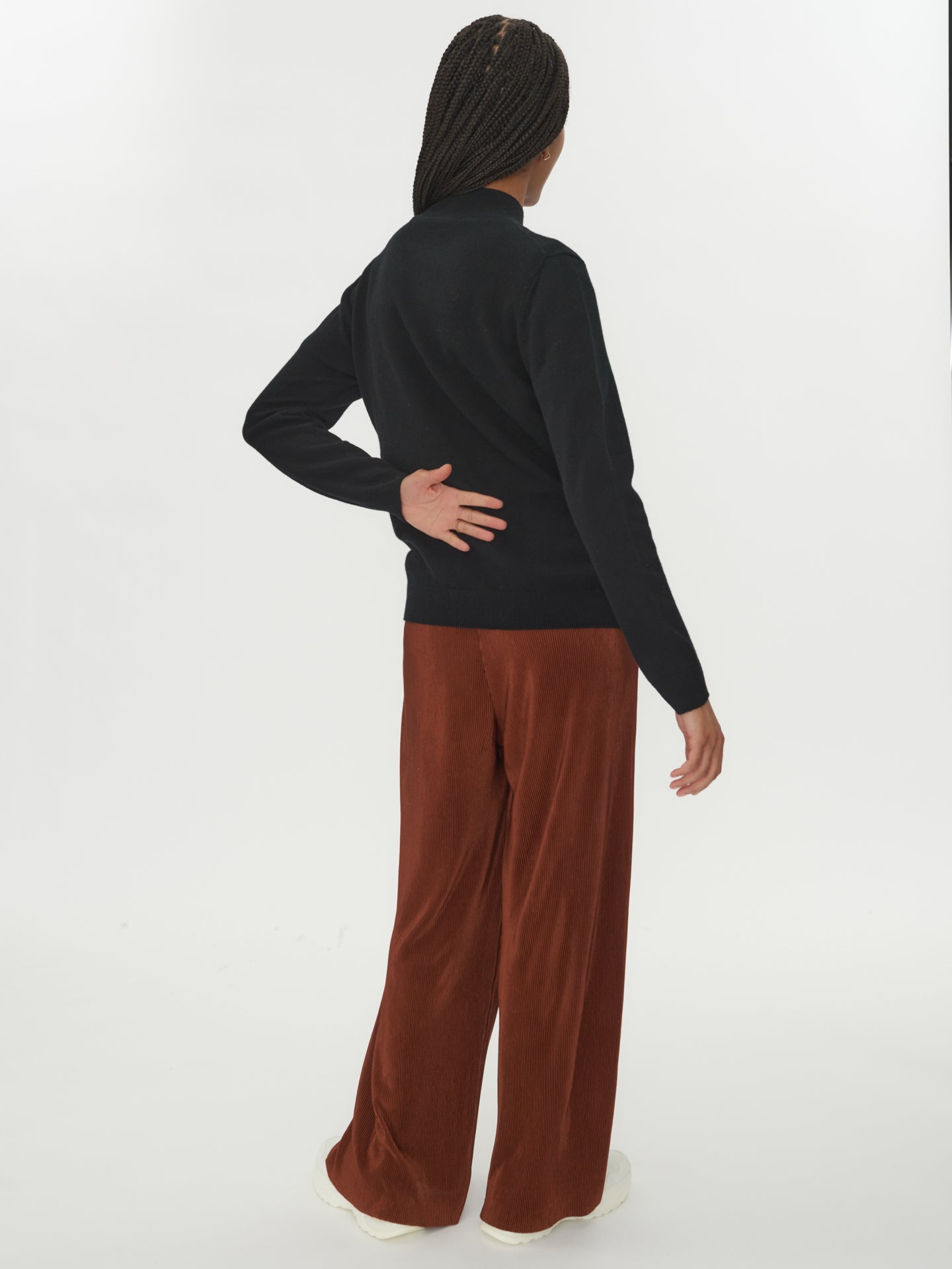 Damen Kaschmir Stehkragenpullover Schwarz - Gobi Cashmere