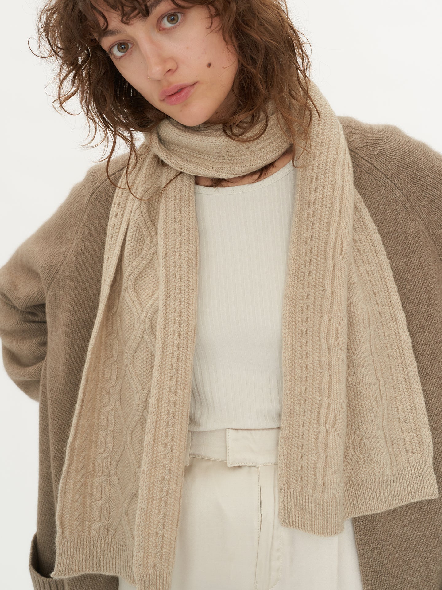 Damen Grobmaschiger Schal Aus Kaschmir Warmes Gray - Gobi Cashmere